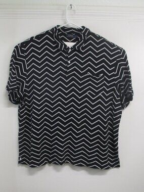 Polo Ralph Lauren Mens 3XB Linen Blend Zig Zag Polo Shirt Black / White